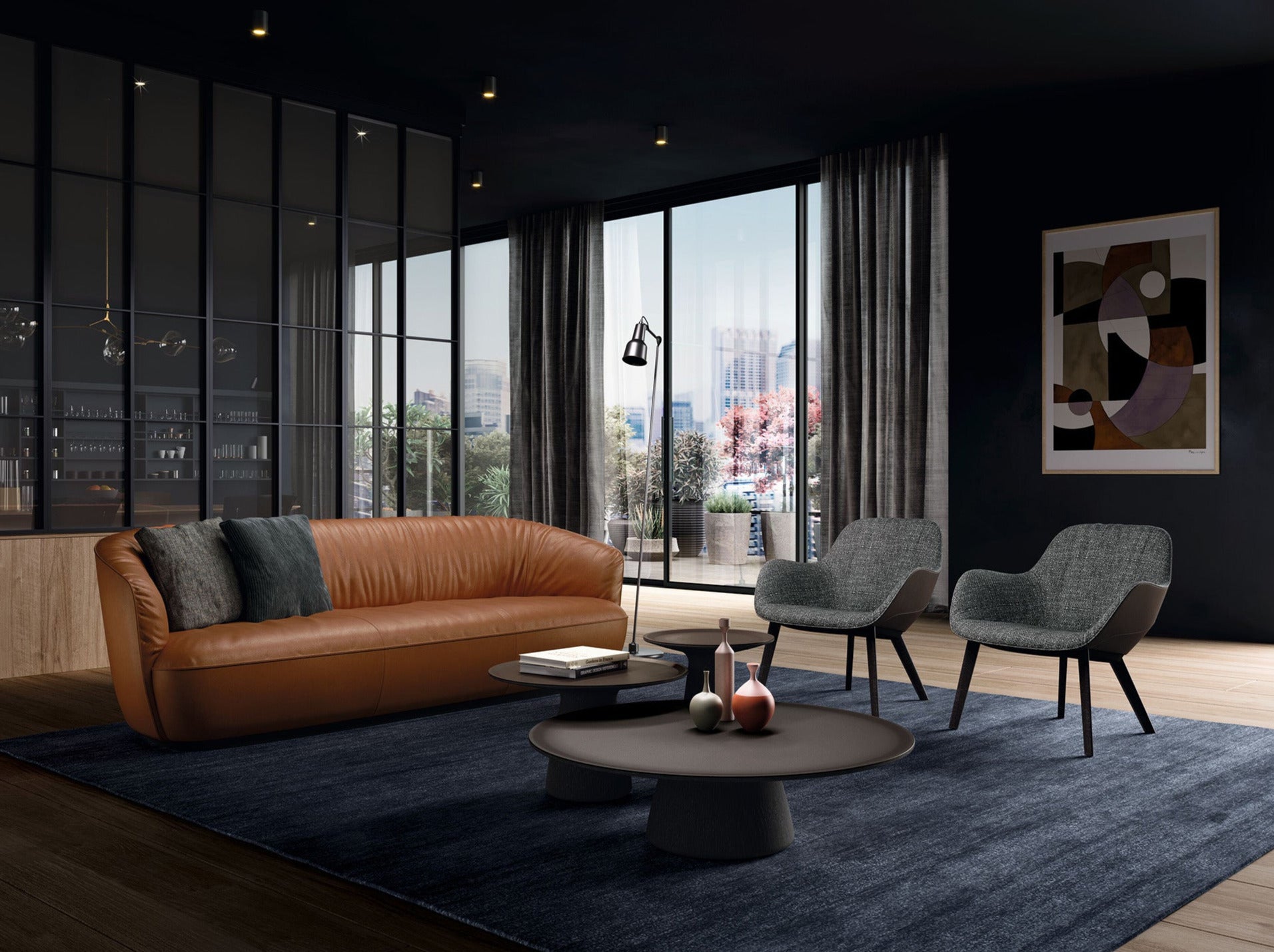 Wohnzimmer mit Sofa Ishino und Sessel Sheru von Walter Knoll.
